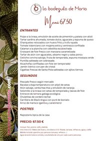 LA BODEGUITA DE MARÍA MENÚ 67.50 LA BODEGUITA DE MARÍA MENÚ 67.50