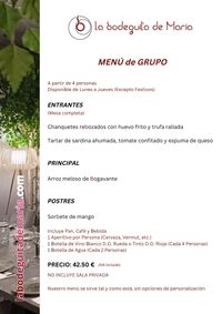 LA BODEGUITA DE MARÍA MENÚ DE GRUPO
