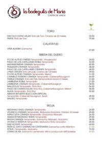 LA BODEGUITA DE MARÍA CARTA DE VINOS 4